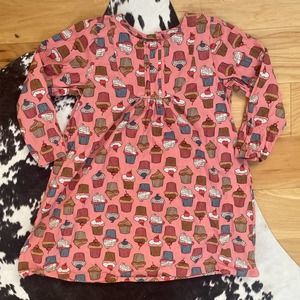 HAPPY by Pink Chicken Girls Long Sleeve Cupcake Print Cotton Dress Size …